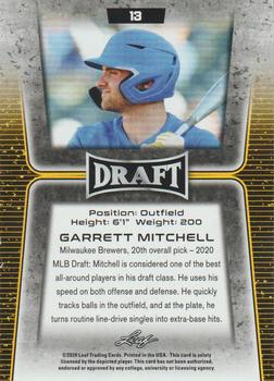 2020 Leaf Draft #13 Garrett Mitchell Back