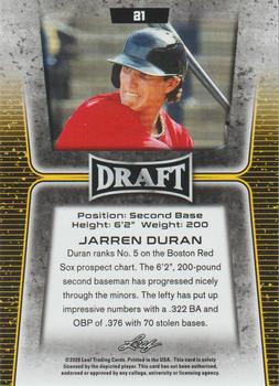 2020 Leaf Draft #21 Jarren Duran Back