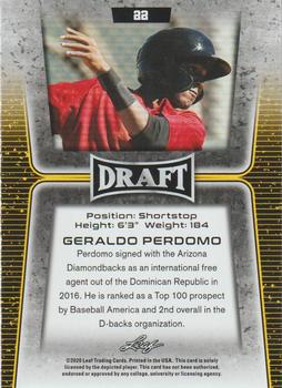 2020 Leaf Draft #22 Geraldo Perdomo Back