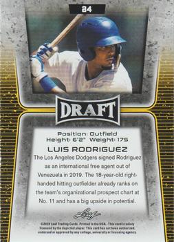 2020 Leaf Draft #24 Luis Rodriguez Back