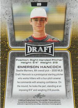 2020 Leaf Draft #29 Emerson Hancock Back