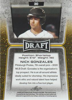 2020 Leaf Draft #30 Nick Gonzales Back