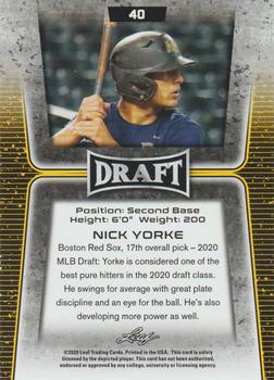 2020 Leaf Draft #40 Nick Yorke Back