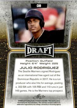 2020 Leaf Draft - Gold #08 Julio Rodriguez Back