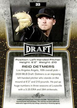 2020 Leaf Draft - Gold #33 Reid Detmers Back