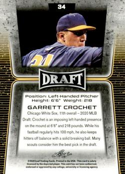 2020 Leaf Draft - Gold #34 Garrett Crochet Back