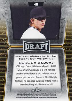 2020 Leaf Draft - Gold #48 Burl Carraway Back