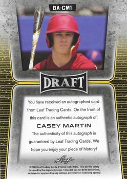 2020 Leaf Draft - Retail Autographs #BA-CM1 Casey Martin Back