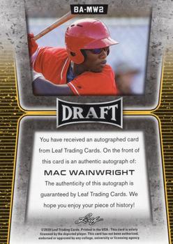 2020 Leaf Draft - Retail Autographs Gold #BA-MW2 Mac Wainwright Back