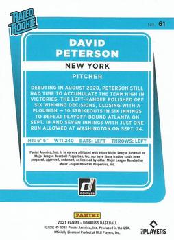 2021 Donruss #61 David Peterson Back