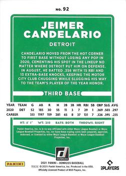 2021 Donruss #92 Jeimer Candelario Back