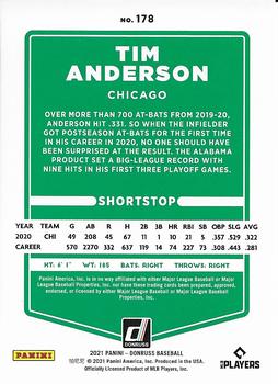 2021 Donruss #178 Tim Anderson Back