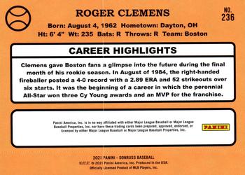 2021 Donruss #236 Roger Clemens Back