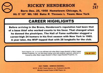 2021 Donruss #247 Rickey Henderson Back