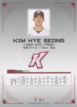 2020 SCC KBO League Golden Premium Collection #SCCGP-20/H13 Hye-Sung Kim Back