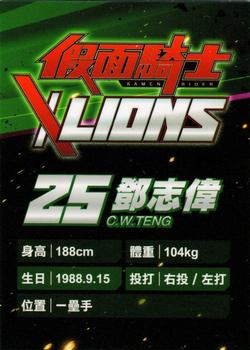 2020 Kamen Rider X Lions #NNO Chih-Wei Teng Back