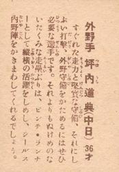 1949 Yakyu Shonen Sepia Bromides (JBR 13) #NNO Michinori Tsubouchi Back
