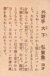 1949 Yakyu Shonen Sepia Bromides (JBR 13) #NNO Hiroshi Oshita Back