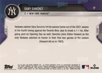 2021 Topps Now #17 Gary Sanchez Back