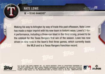 2021 Topps Now #28 Nate Lowe Back