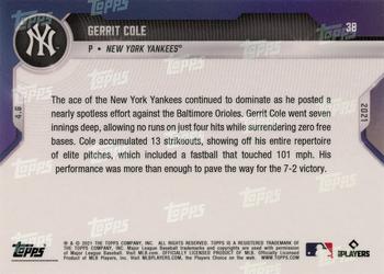 2021 Topps Now #38 Gerrit Cole Back
