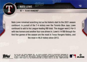 2021 Topps Now #40 Nate Lowe Back