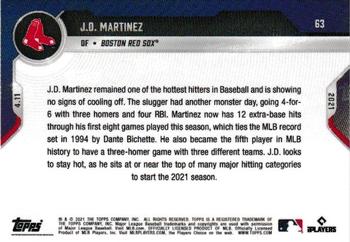 2021 Topps Now #63 J.D. Martinez Back