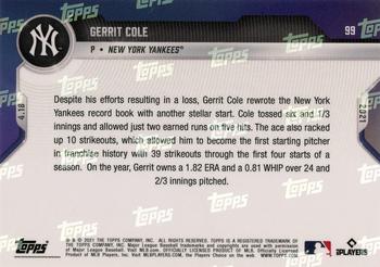 2021 Topps Now #99 Gerrit Cole Back