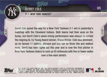 2021 Topps Now #125 Gerrit Cole Back