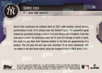 2021 Topps Now #151 Gerrit Cole Back