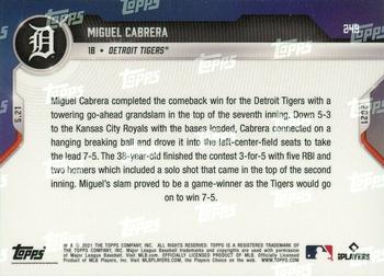 2021 Topps Now #249 Miguel Cabrera Back