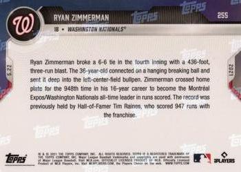 2021 Topps Now #255 Ryan Zimmerman Back