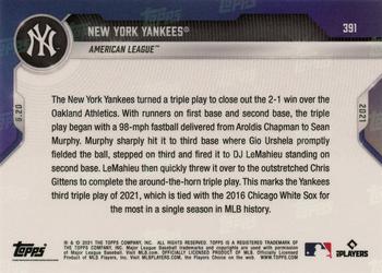 2021 Topps Now #391 New York Yankees Back