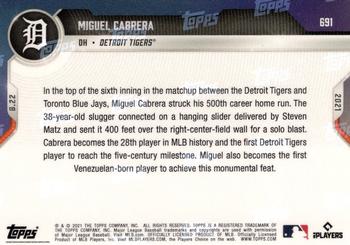 2021 Topps Now #691 Miguel Cabrera Back