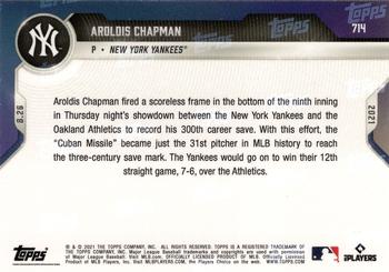 2021 Topps Now #714 Aroldis Chapman Back
