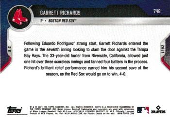 2021 Topps Now #748 Garrett Richards Back