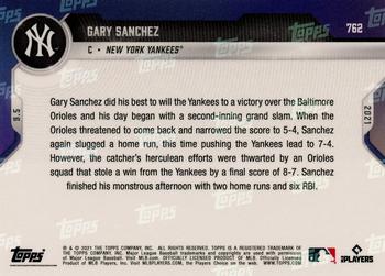 2021 Topps Now #762 Gary Sanchez Back