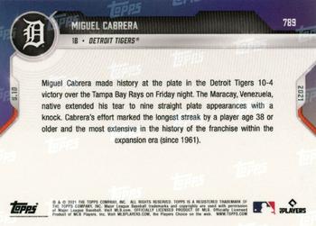 2021 Topps Now #789 Miguel Cabrera Back