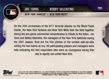 2021 Topps Now #794 Joe Torre / Bobby Valentine Back
