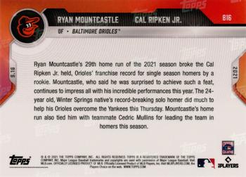 2021 Topps Now #816 Ryan Mountcastle / Cal Ripken Jr. Back