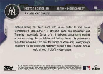 2021 Topps Now #818 Nestor Cortes Jr. / Jordan Montgomery Back