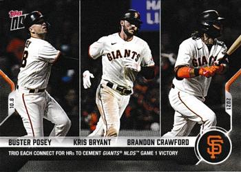 2021 Topps Now #937 Buster Posey / Kris Bryant / Brandon Crawford Front
