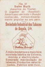 1930 Sociedade Industrial Dos Tabacos de Angola #37 Babe Ruth Back