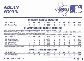1990 Star Nolan Ryan (Rangers) #4 Nolan Ryan Back