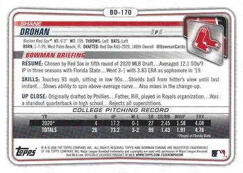 2020 Bowman Draft Sapphire Edition #BD-170 Shane Drohan Back