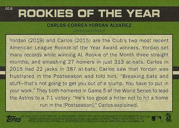 2020 Topps Heritage - Combo Cards #CC-5 Rookies of the Year (Carlos Correa / Yordan Alvarez) Back