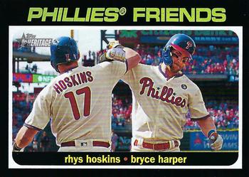 2020 Topps Heritage - Combo Cards #CC-7 Phillies Friends (Rhys Hoskins / Bryce Harper) Front