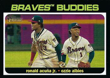 2020 Topps Heritage - Combo Cards #CC-10 Braves Buddies (Ronald Acuña Jr. / Ozzie Albies) Front