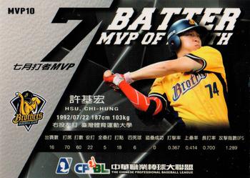 2015 CPBL - Monthly MVPs #MVP10 Chi-Hung Hsu Back