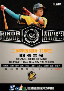 2015 CPBL - Minor League Awards #FLA01 Chih-Chiang Chang Back